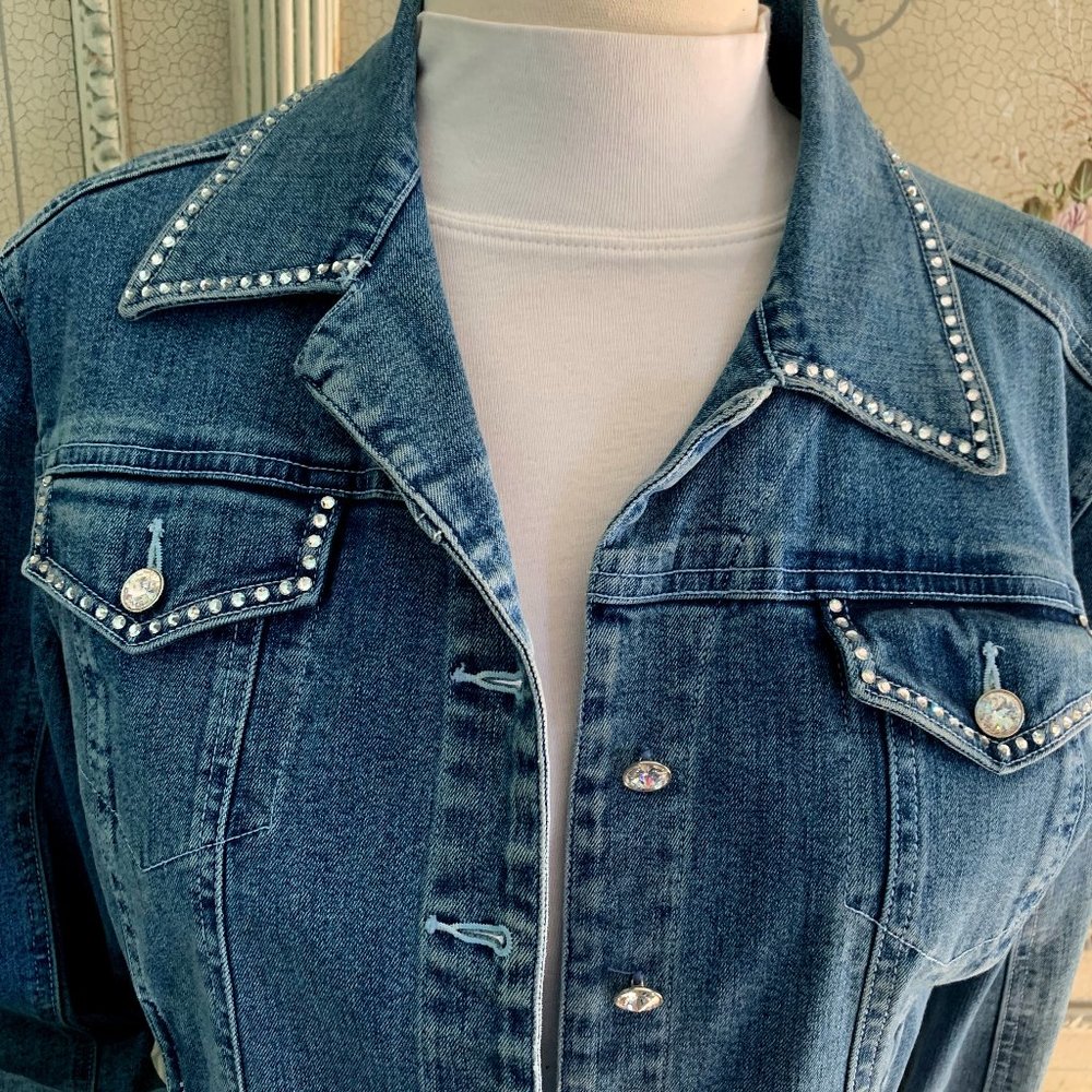 Denim Jacket (M) w/ Swarovski Rhinestones